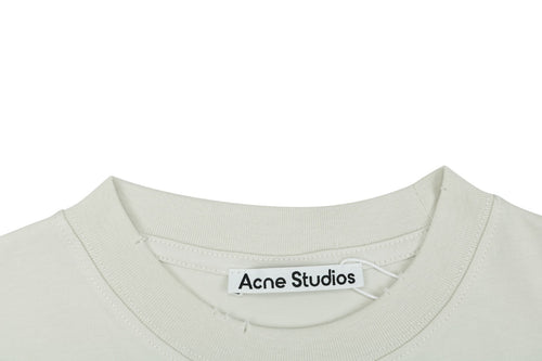 Acne Studios Blade Letter Distressed Logo Print Short Sleeve Tee — Cream