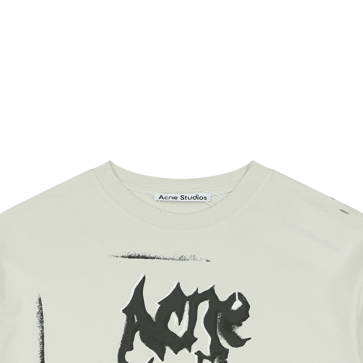 Acne Studios Blade Letter Distressed Logo Print Short Sleeve Tee — Cream