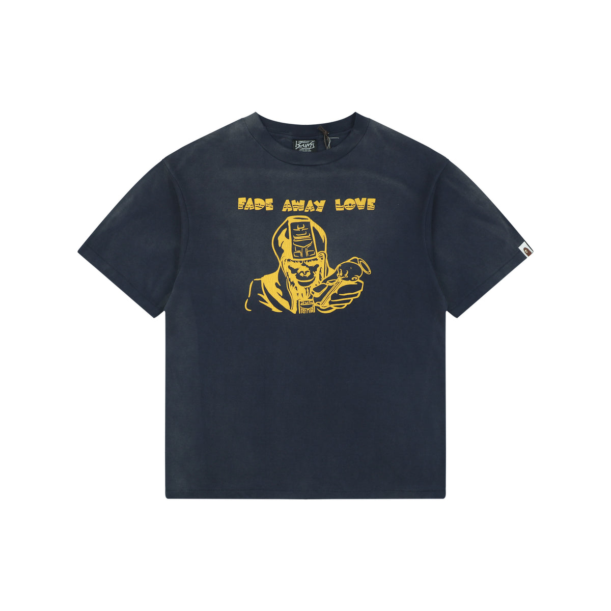 Saint Michael Fade Away Love Ape Demon Print Short Sleeve Tee — Navy