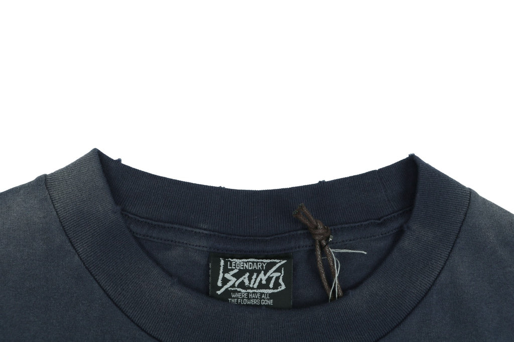 Saint Michael Fade Away Love Ape Demon Print Short Sleeve Tee — Navy