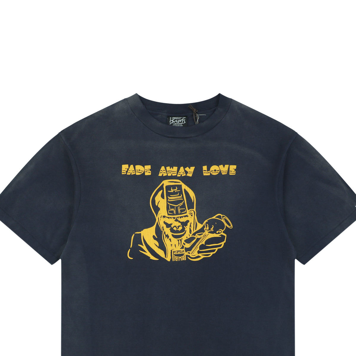 Saint Michael Fade Away Love Ape Demon Print Short Sleeve Tee — Navy