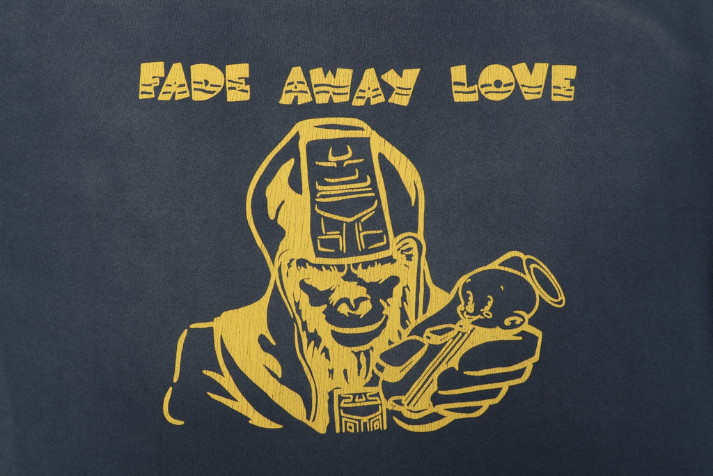 Saint Michael Fade Away Love Ape Demon Print Short Sleeve Tee — Navy