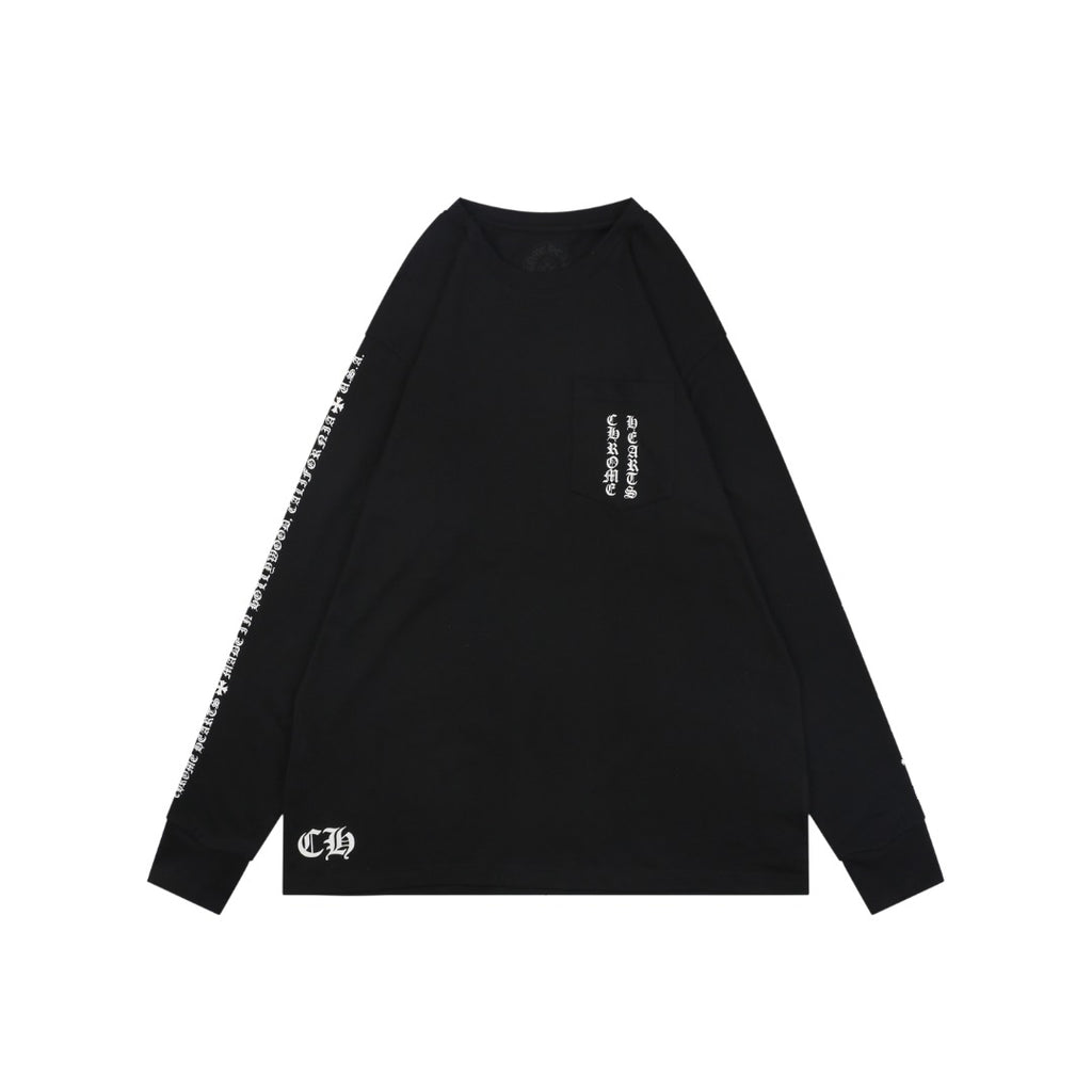 Chrome Hearts Large Floral Cross Print Long Sleeve Tee — Black