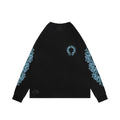 Chrome Hearts Miami Horseshoe Crest Floral Scroll Long Sleeve Tee — Black Teal