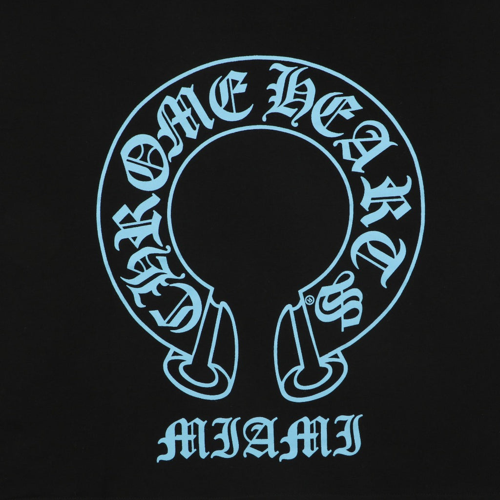 Chrome Hearts Miami Horseshoe Crest Floral Scroll Long Sleeve Tee — Black Teal