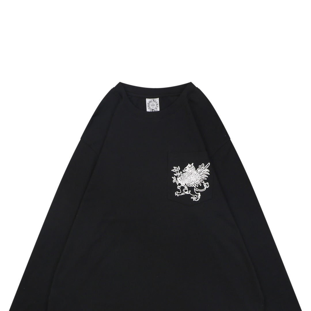 Chrome Hearts x Kyosuke Himuro Griffin Sanskrit Print Long Sleeve Tee — Black