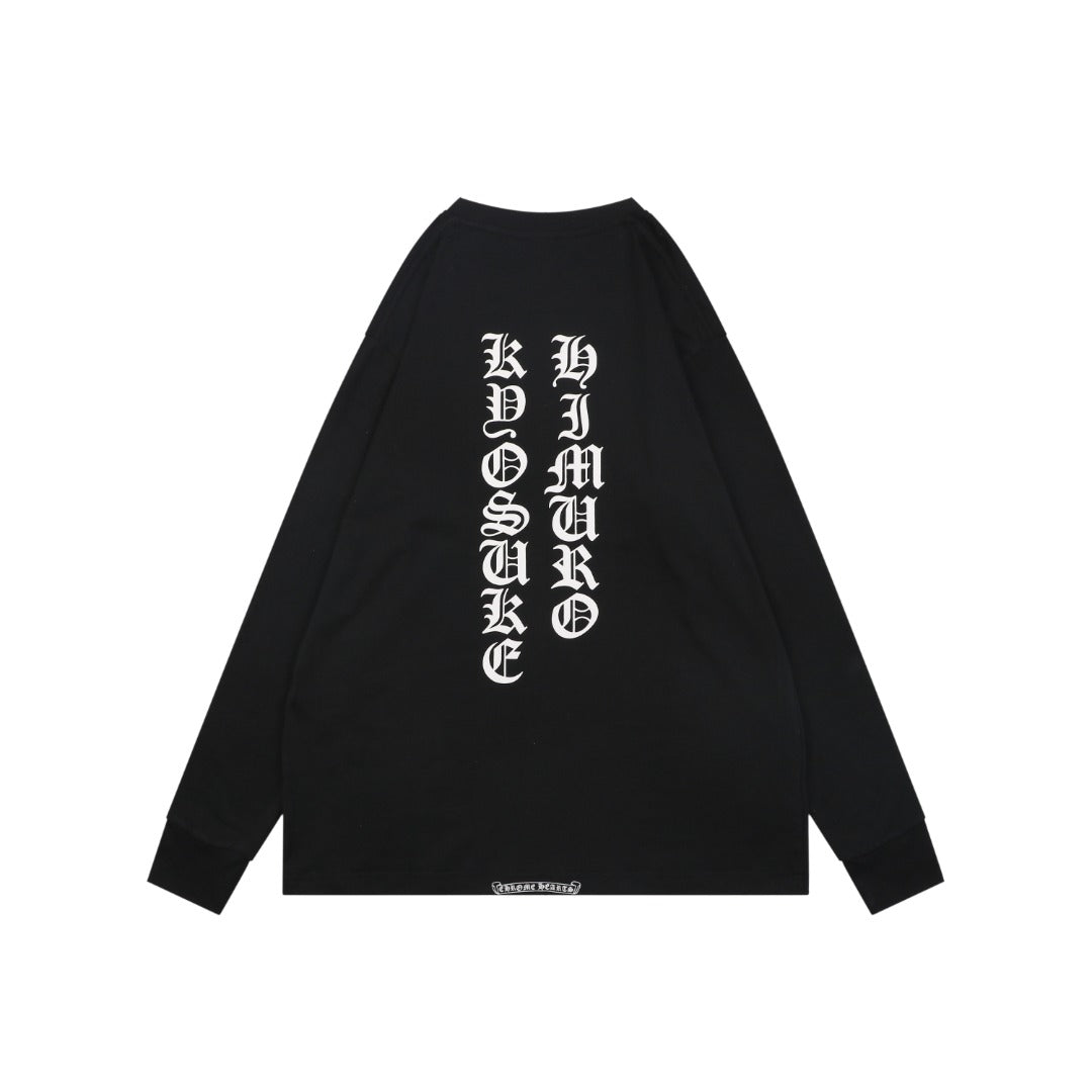 Chrome Hearts x Kyosuke Himuro Griffin Sanskrit Print Long Sleeve Tee — Black