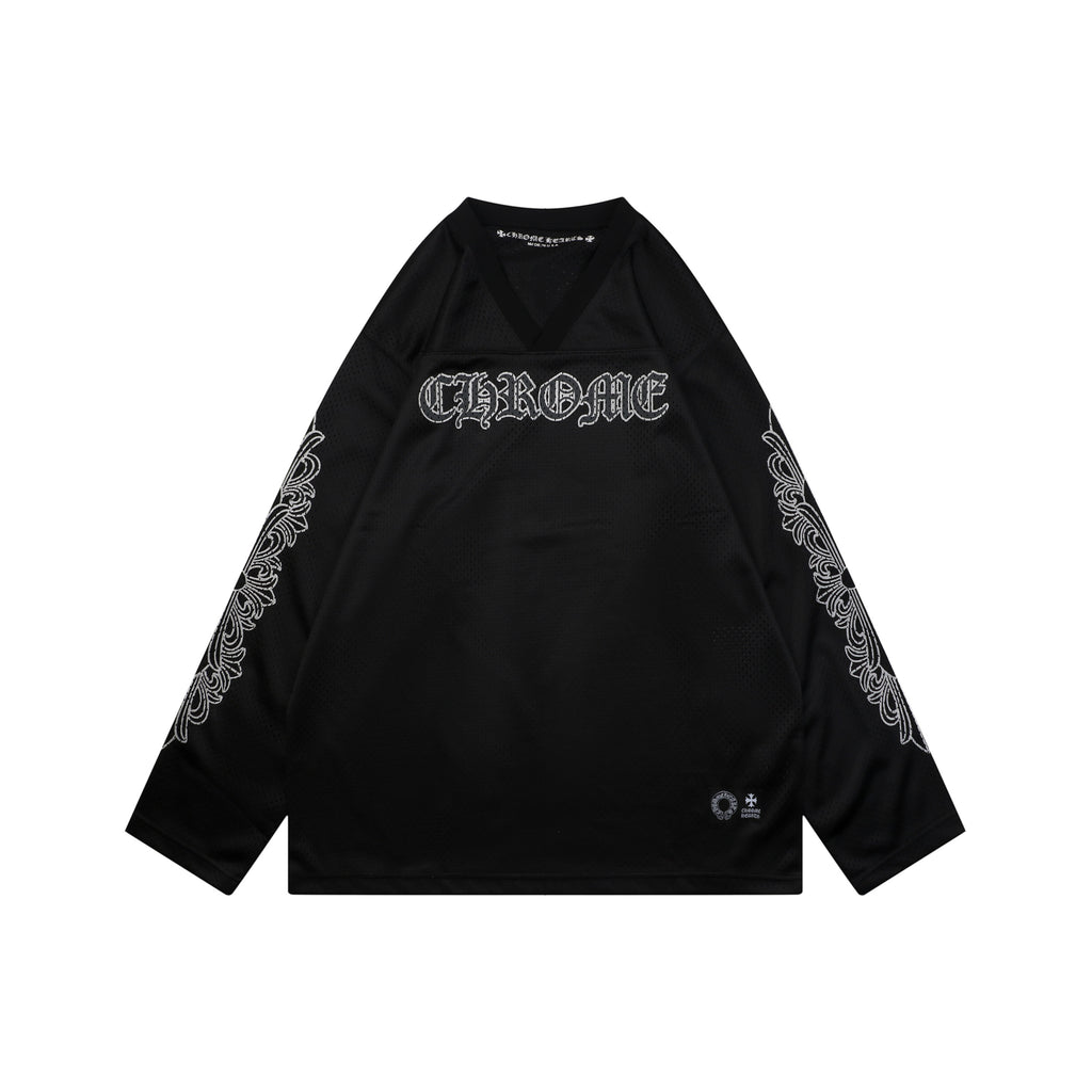 Chrome Hearts Glitter Sanskrit Hockey Long Sleeve Tee — Black