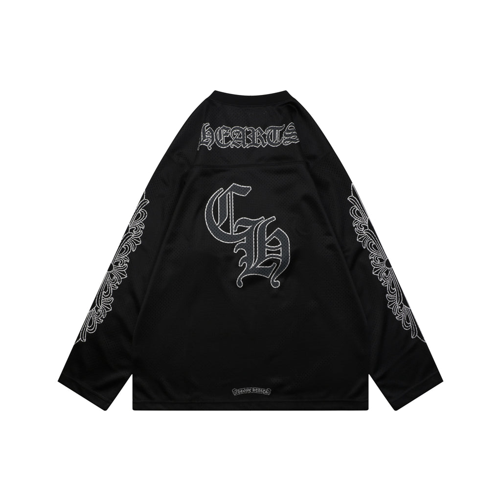 Chrome Hearts Glitter Sanskrit Hockey Long Sleeve Tee — Black