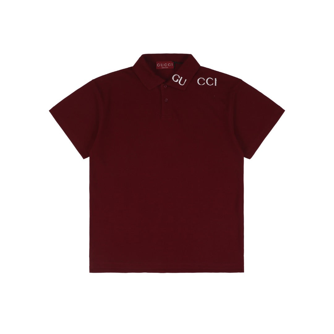 Gucci 25SS Collar G Letter Polo Short Sleeve — Burgundy