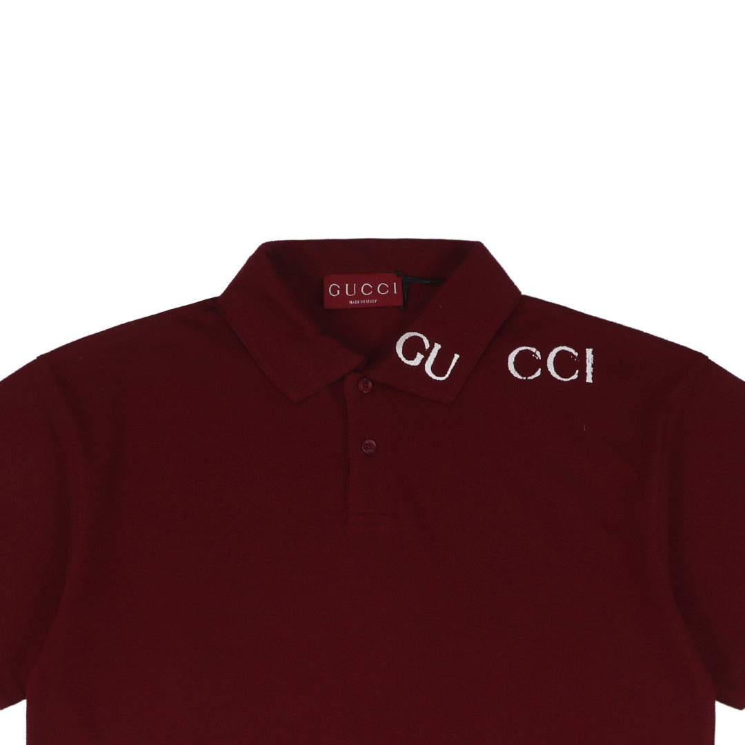 Gucci 25SS Collar G Letter Polo Short Sleeve — Burgundy
