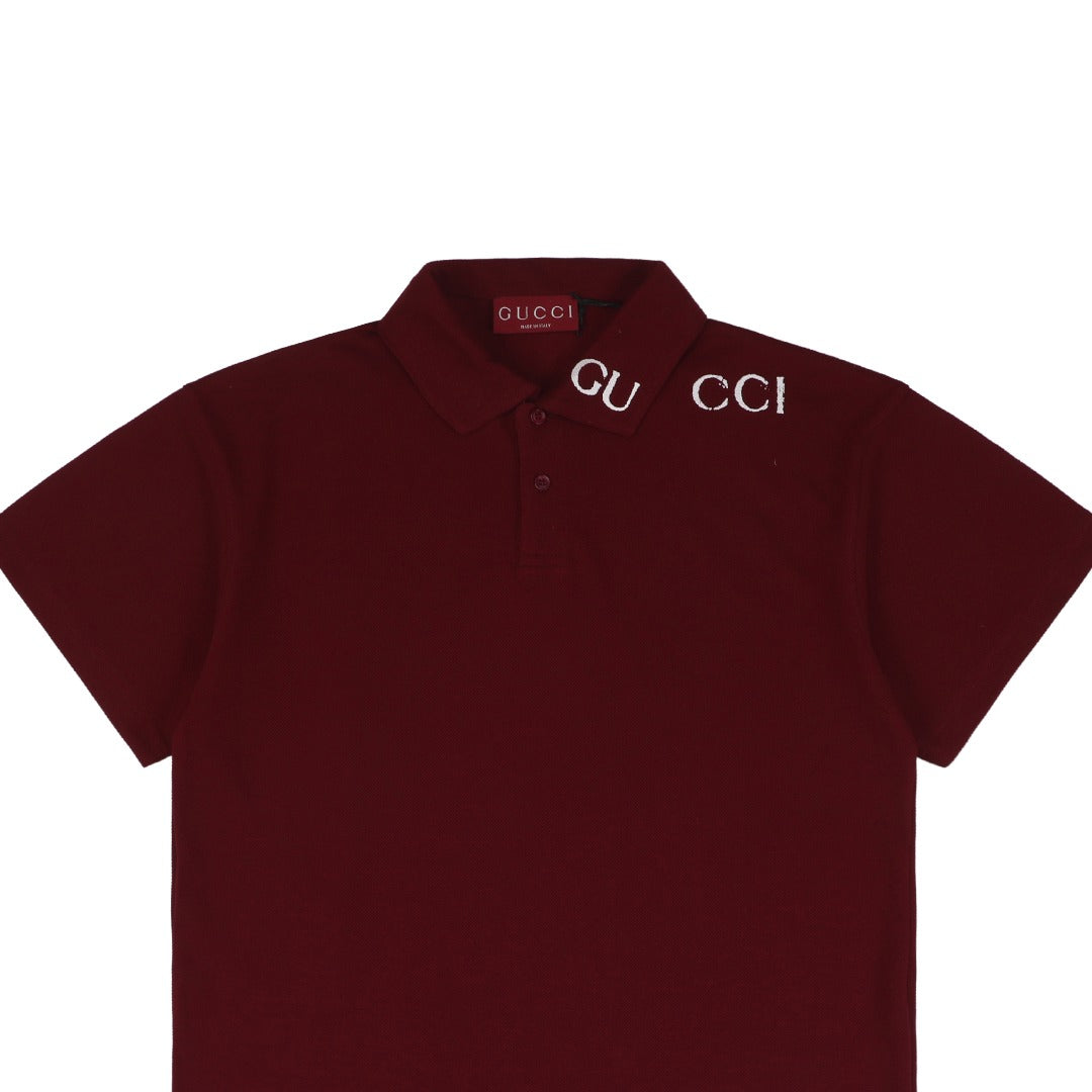 Gucci 25SS Collar G Letter Polo Short Sleeve — Burgundy