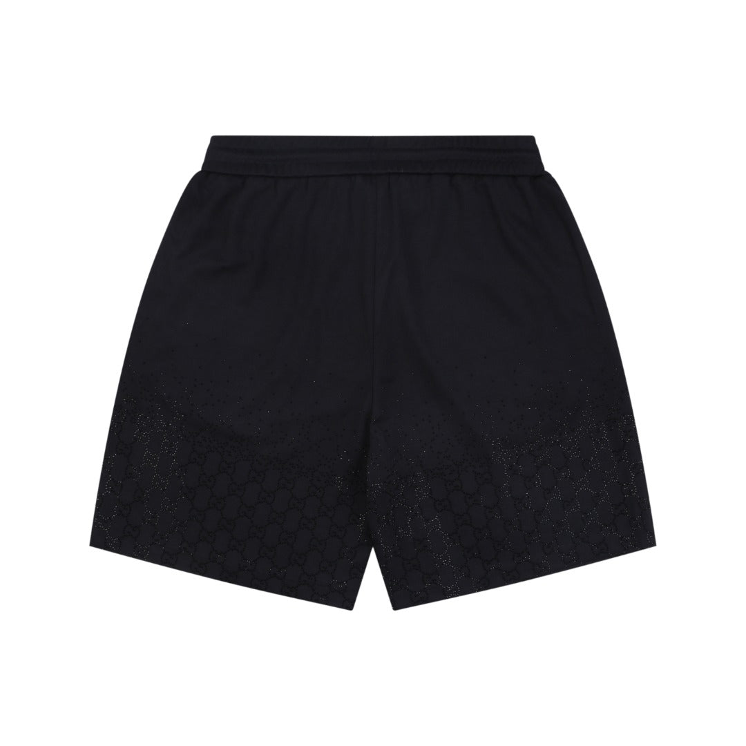 Gucci Gradient Crystal Double G Shorts — Black