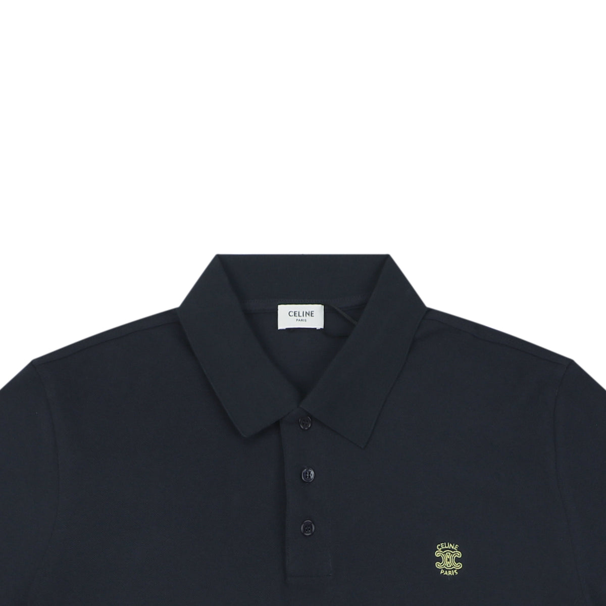 Celine Arc de Triomphe Embroidered Polo Short Sleeve — Black