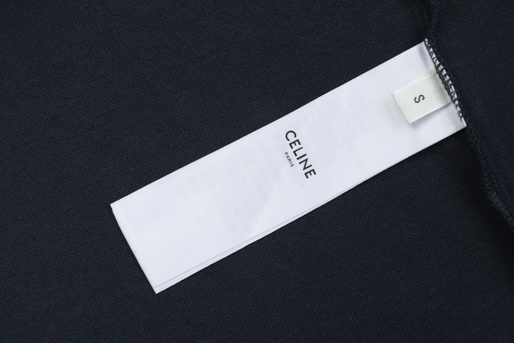 Celine Arc de Triomphe Embroidered Polo Short Sleeve — Black