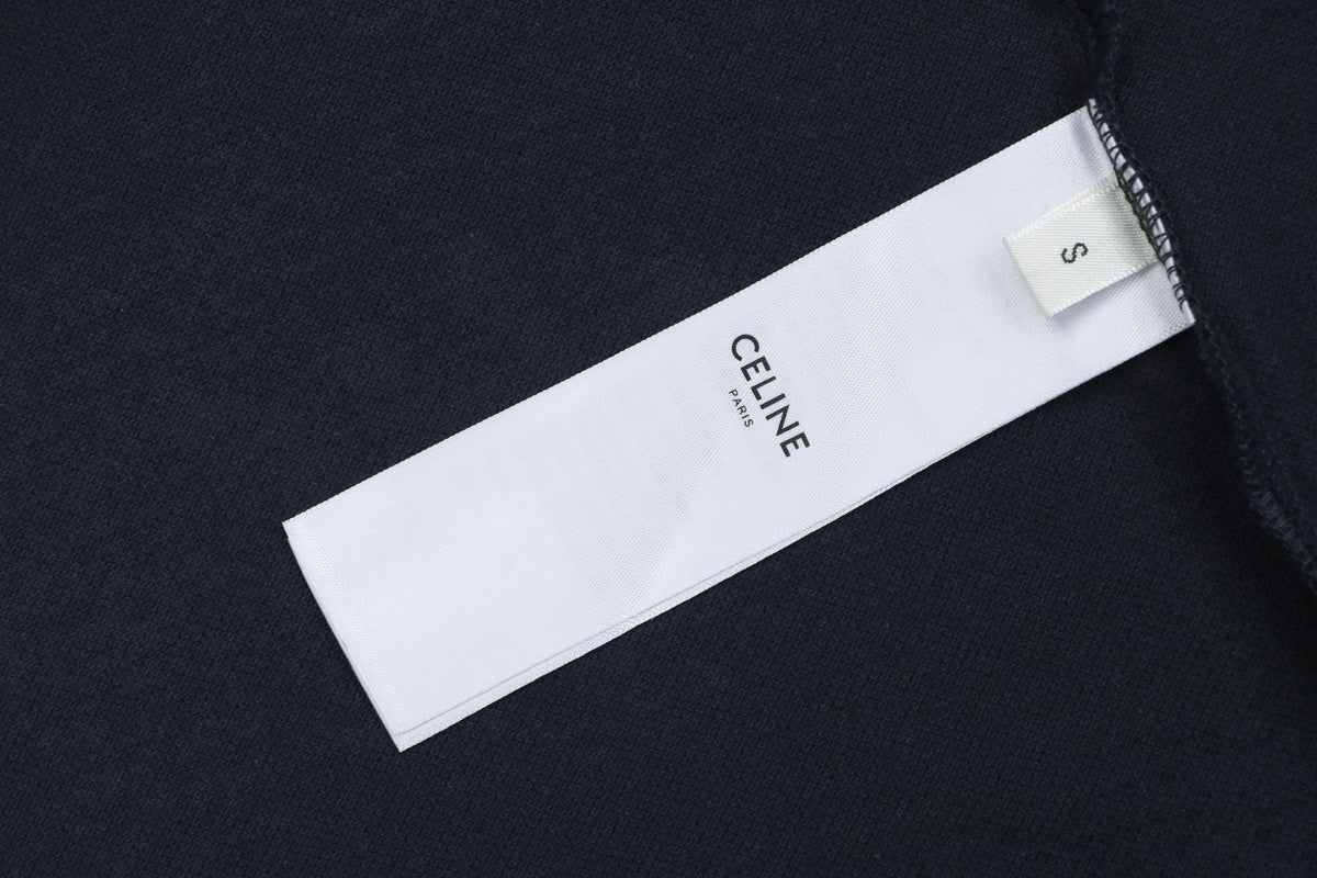 Celine Arc de Triomphe Embroidered Polo Short Sleeve — Black