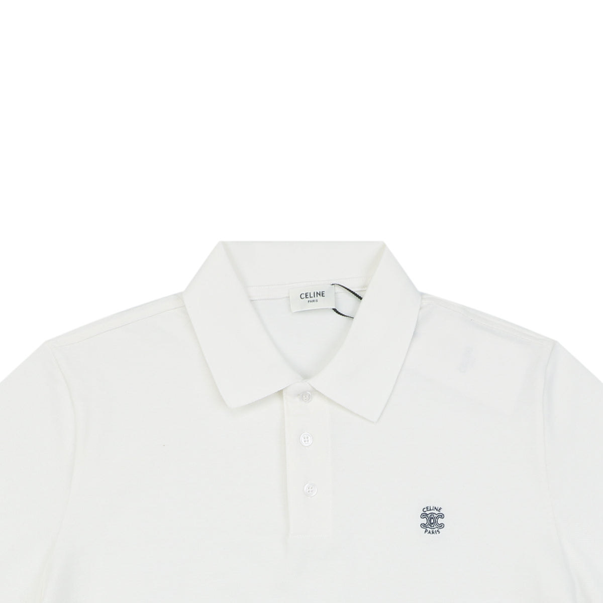 Celine Arc de Triomphe Embroidered Polo Short Sleeve — White
