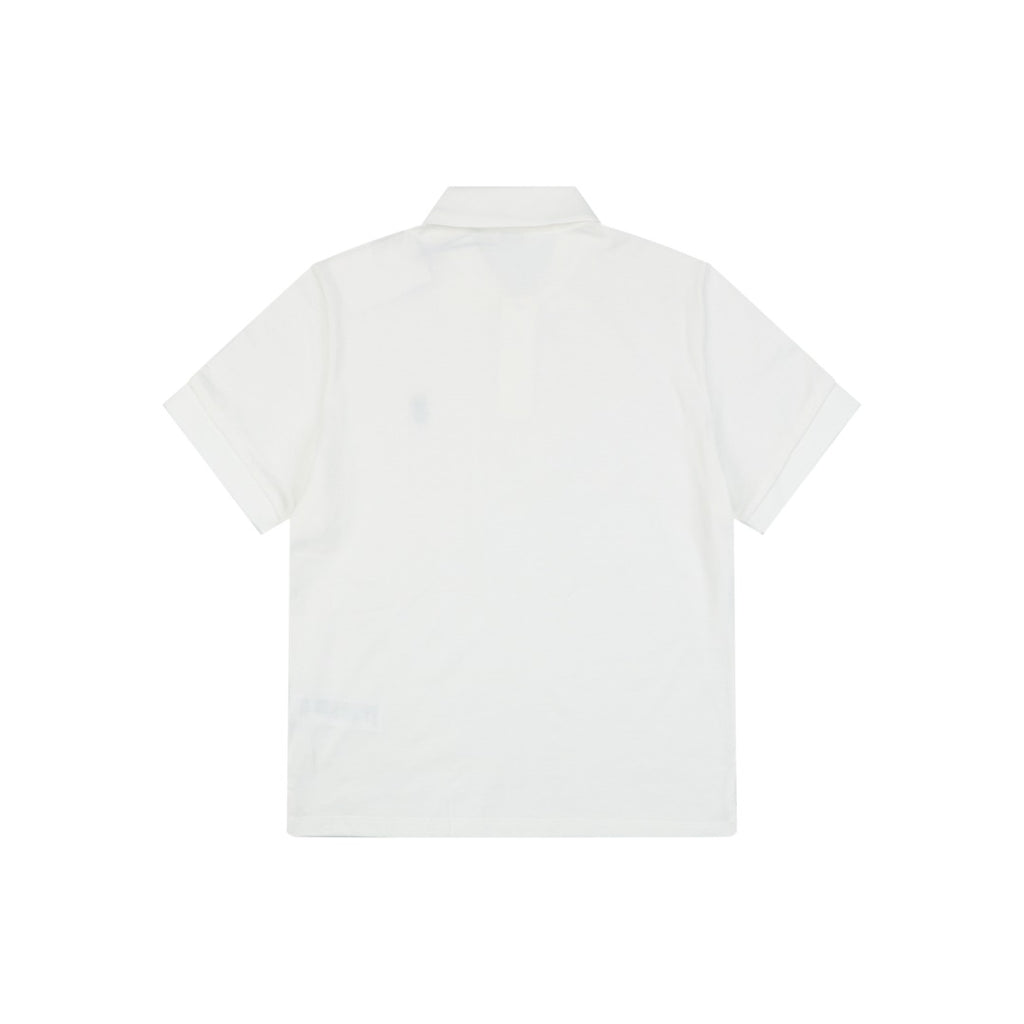 Celine Arc de Triomphe Embroidered Polo Short Sleeve — White