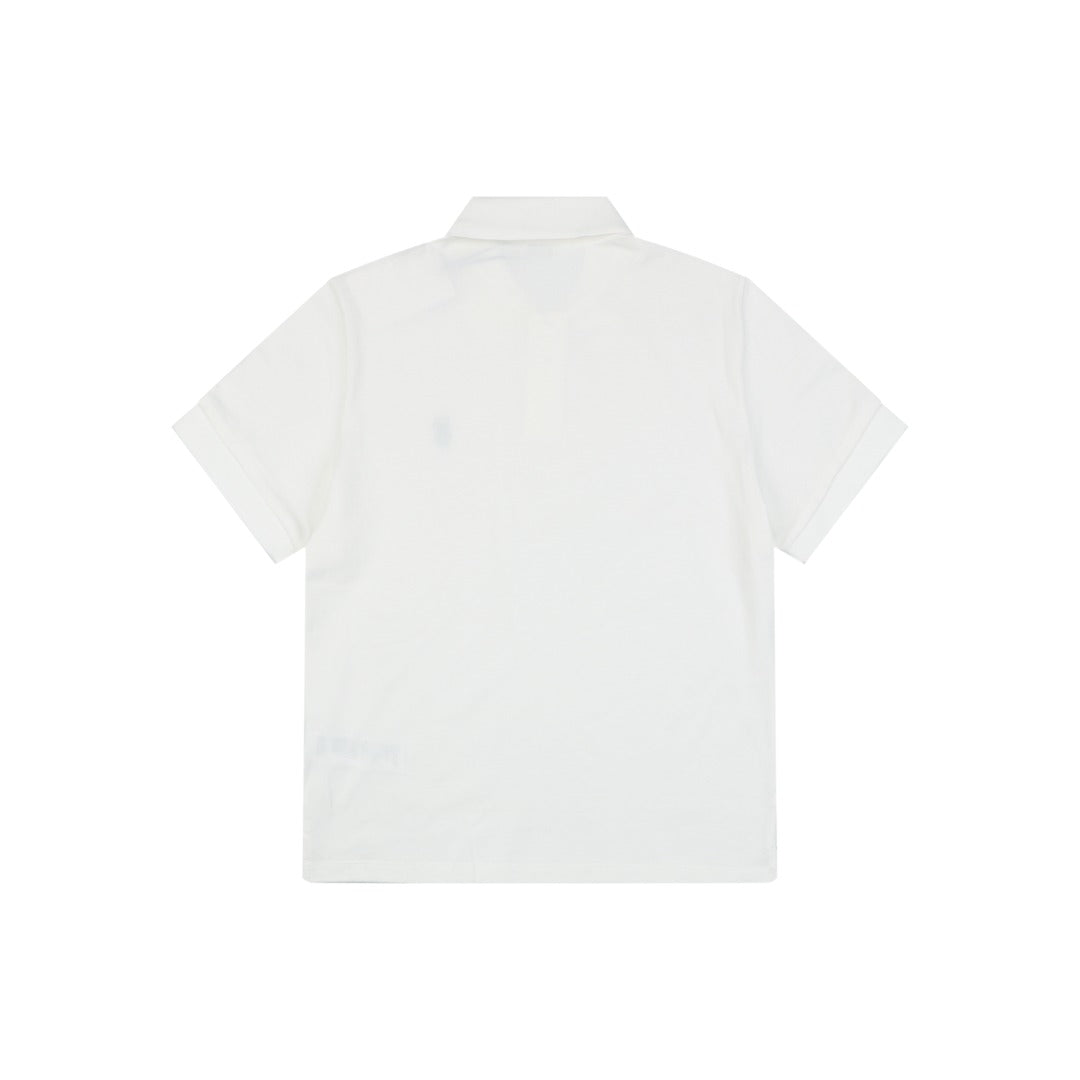 Celine Arc de Triomphe Embroidered Polo Short Sleeve — White
