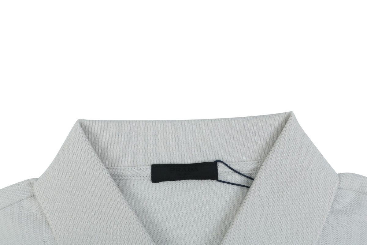 Prada Crest Badge Embroidered Polo Short Sleeve — Off White