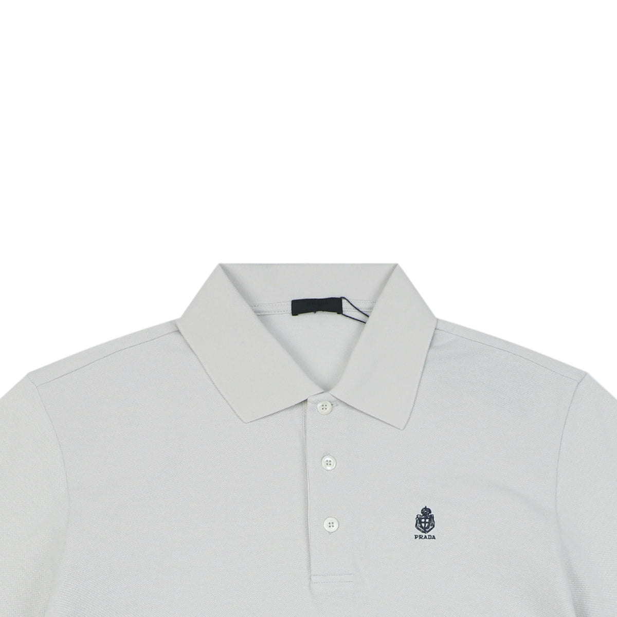 Prada Crest Badge Embroidered Polo Short Sleeve — Off White