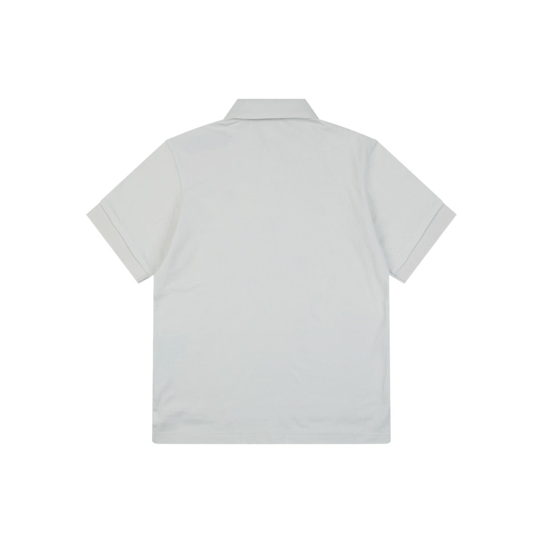 Prada Crest Badge Embroidered Polo Short Sleeve — Off White