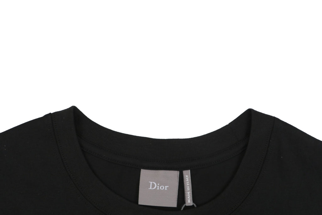 Dior Floral Bouquet Dio Embroidered Short Sleeve Tee — Black