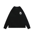 Chrome Hearts Waffle-Knit Vine Sword Crest Print Long Sleeve — Black