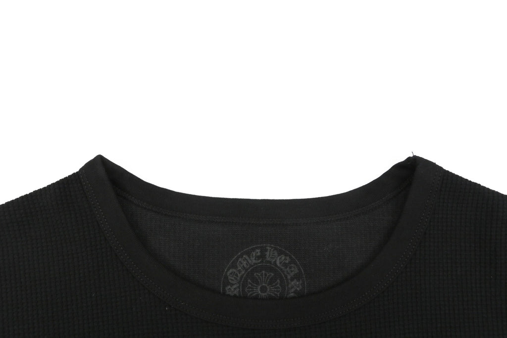 Chrome Hearts Waffle-Knit Vine Sword Crest Print Long Sleeve — Black
