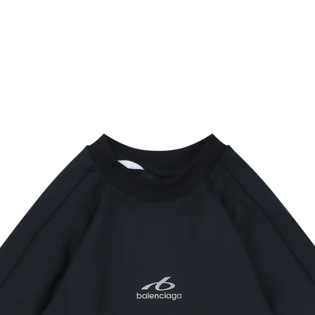 Balenciaga Reflective Ring Logo Dry-Fit Faux Two-Piece Long Sleeve — Black White