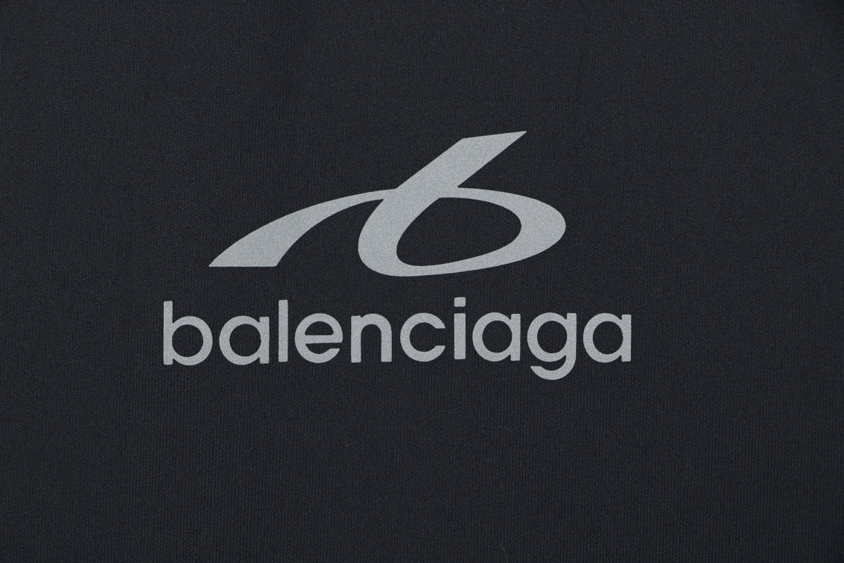 Balenciaga Reflective Ring Logo Dry-Fit Faux Two-Piece Long Sleeve — Black White
