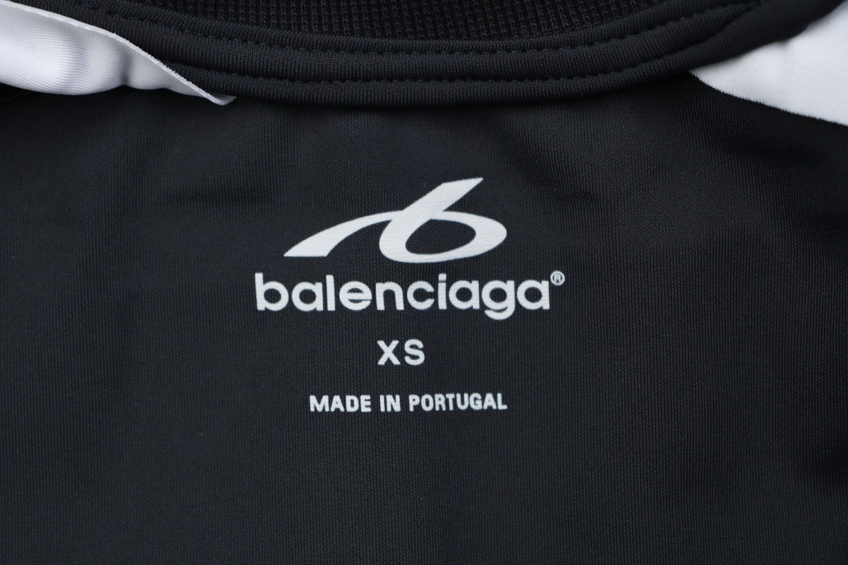 Balenciaga Reflective Ring Logo Dry-Fit Faux Two-Piece Long Sleeve — Black White