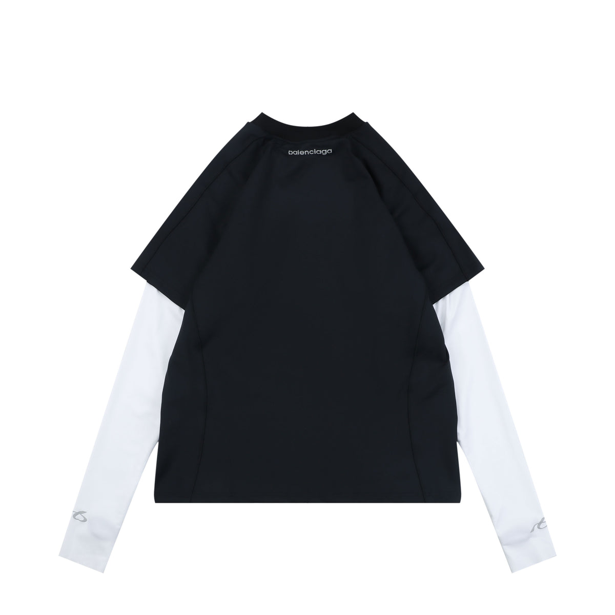 Balenciaga Reflective Ring Logo Dry-Fit Faux Two-Piece Long Sleeve — Black White