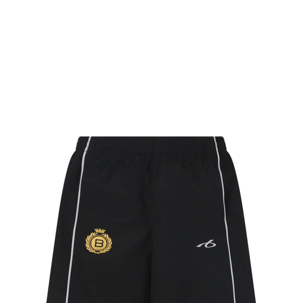 Balenciaga Wheat Crest B Logo Reflective Woven Track Pants — Black