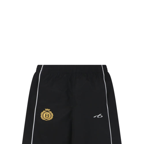 Balenciaga Wheat Crest B Logo Reflective Woven Track Pants — Black