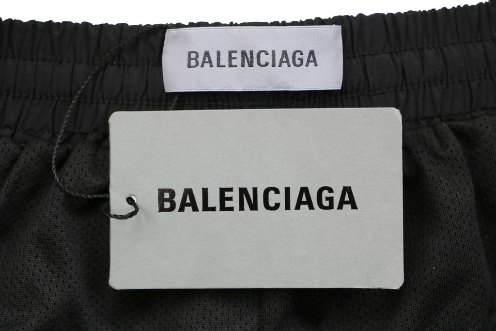 Balenciaga Wheat Crest B Logo Reflective Woven Track Pants — Black