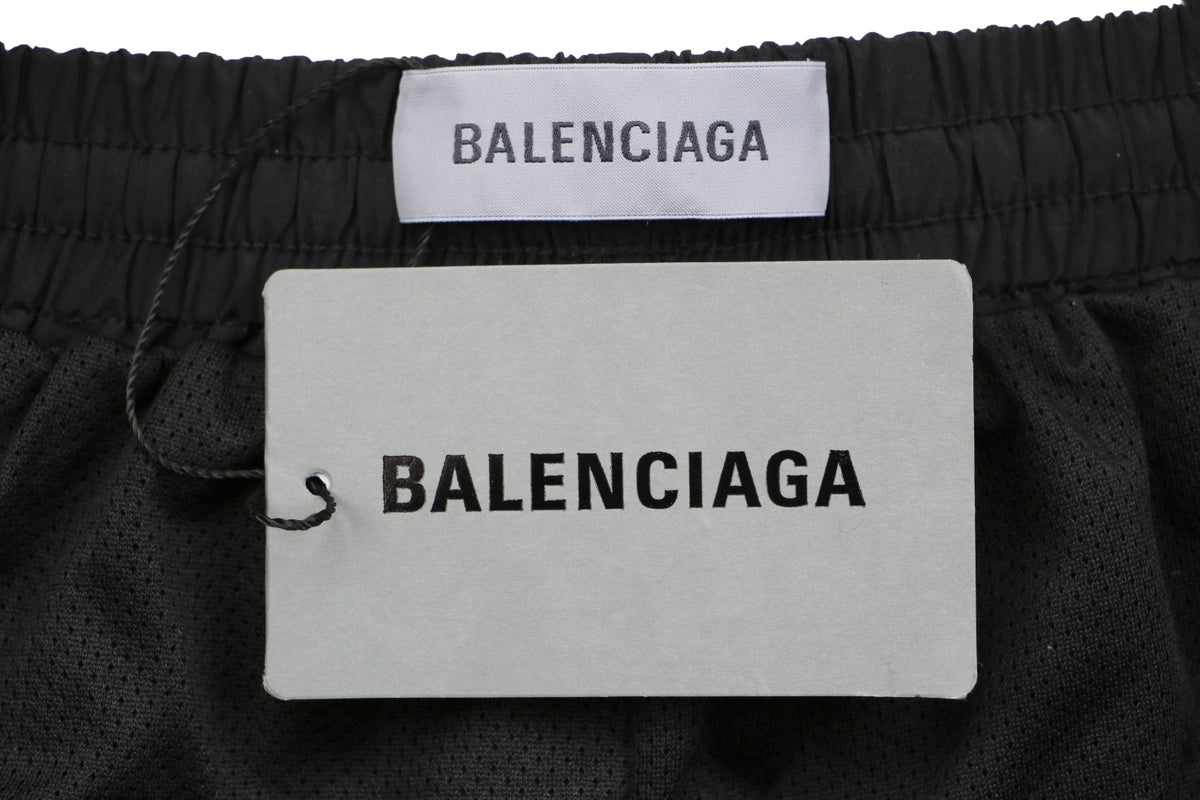 Balenciaga Wheat Crest B Logo Reflective Woven Track Pants — Black