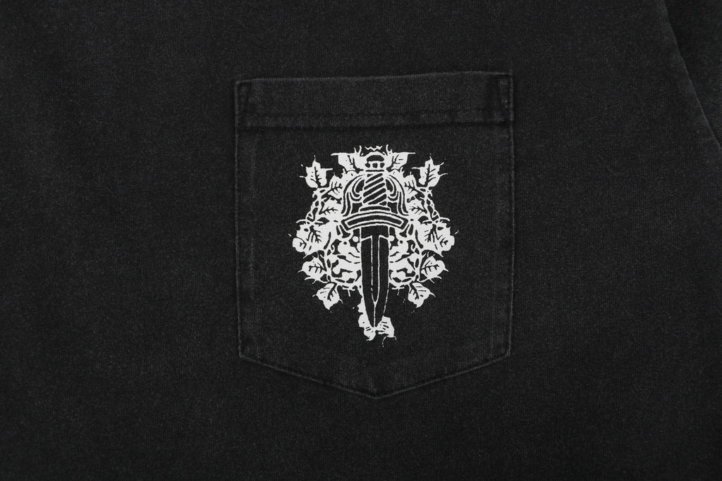 Chrome Hearts Pocket Vine Sword Print Long Sleeve Tee — Black