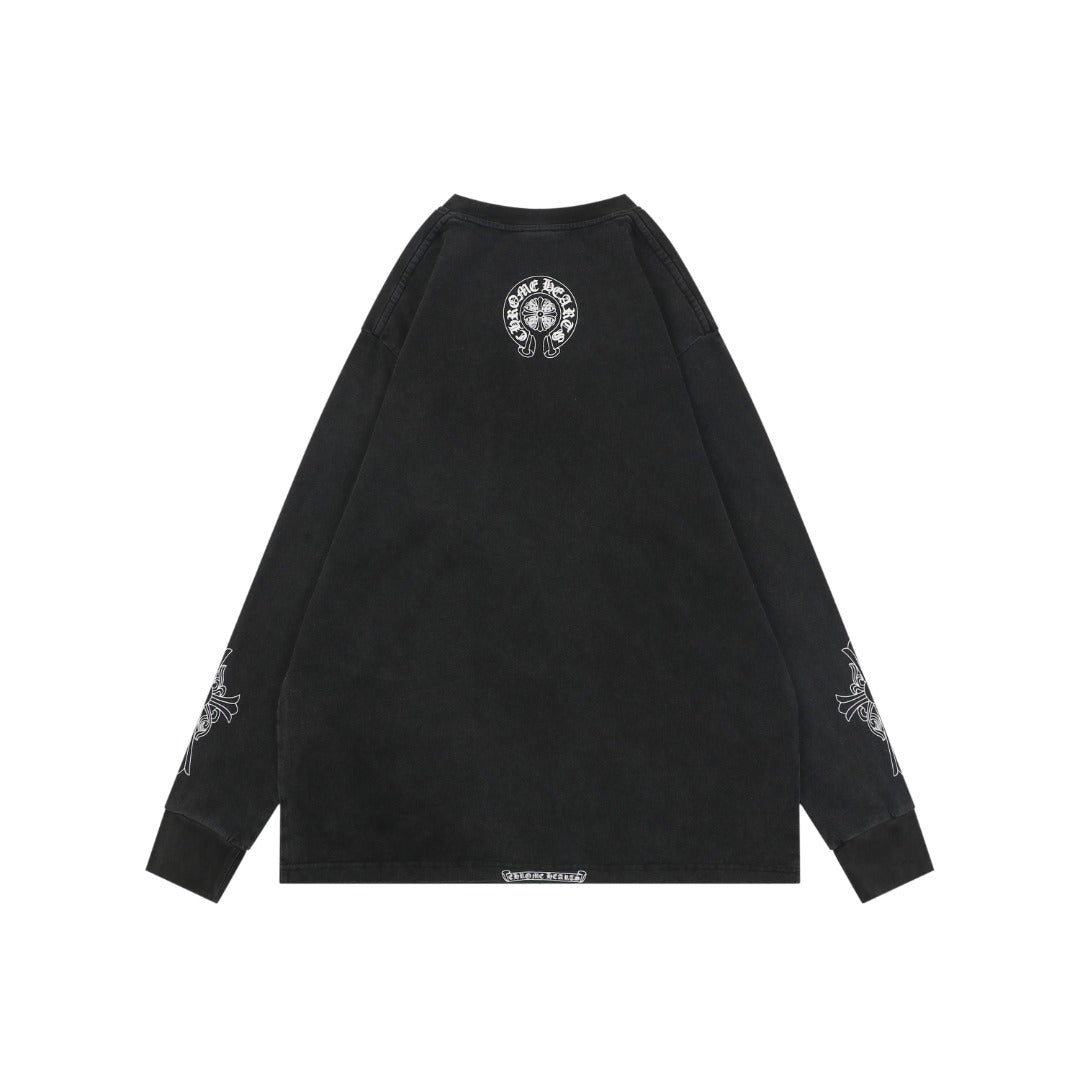 Chrome Hearts Pocket Vine Sword Print Long Sleeve Tee — Black