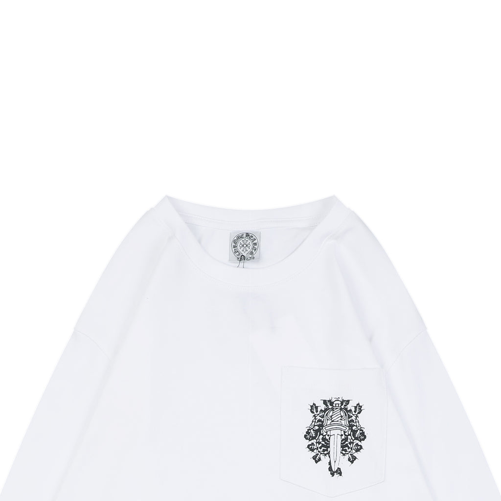 Chrome Hearts Pocket Vine Sword Print Long Sleeve Tee — White