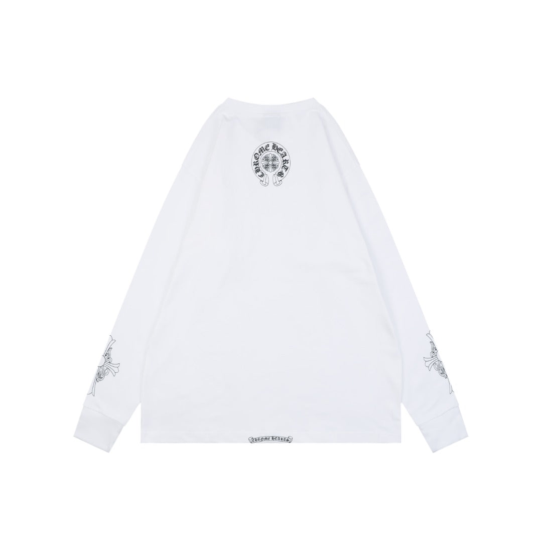 Chrome Hearts Pocket Vine Sword Print Long Sleeve Tee — White