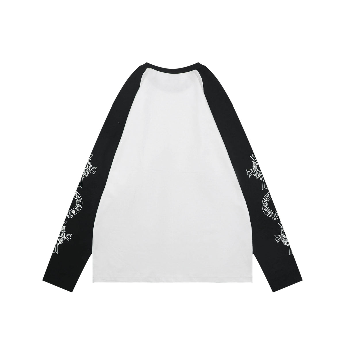 Chrome Hearts Sanskrit Collar Colorblock Raglan Long Sleeve Tee — White Black