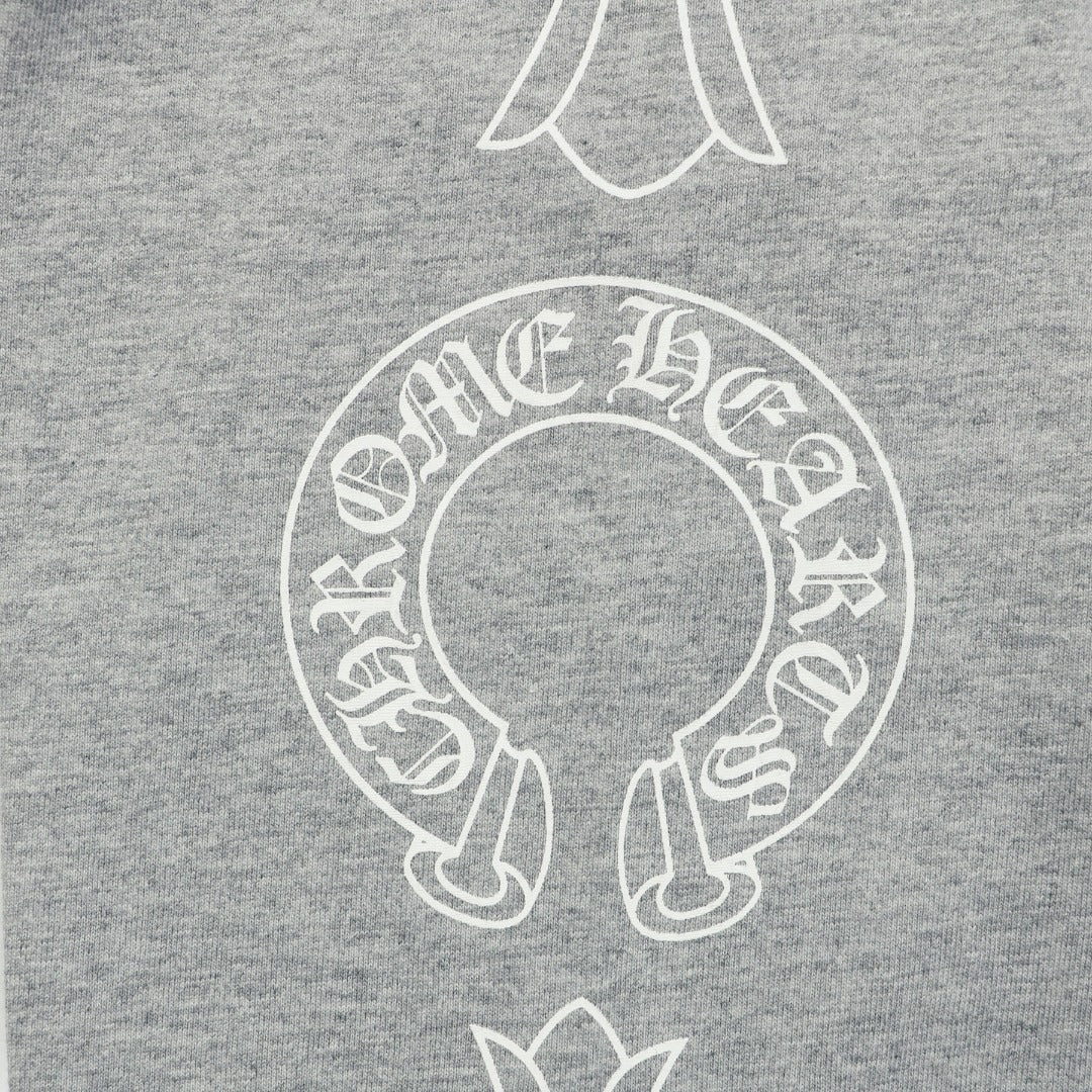 Chrome Hearts Sanskrit Collar Colorblock Raglan Long Sleeve Tee — White Grey