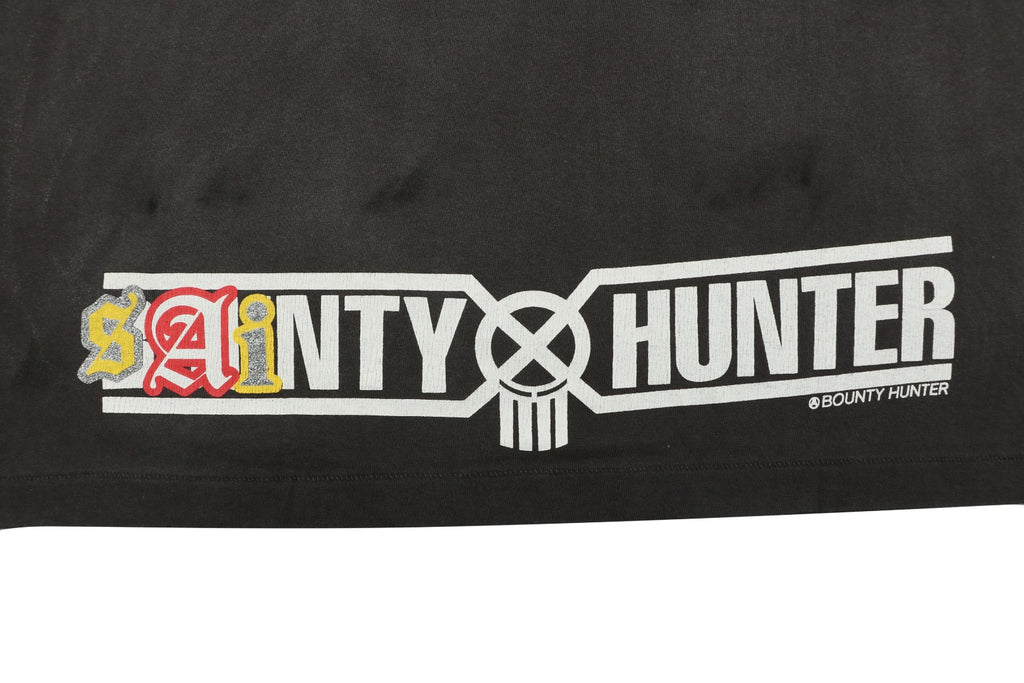 Saint Michael Sainty Hunter 6662 Skull Middle Finger Print Short Sleeve Tee — Vintage Black