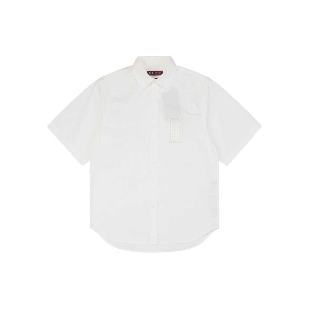 Gucci 24SS Square Frame G Letter Short Sleeve Shirt — White