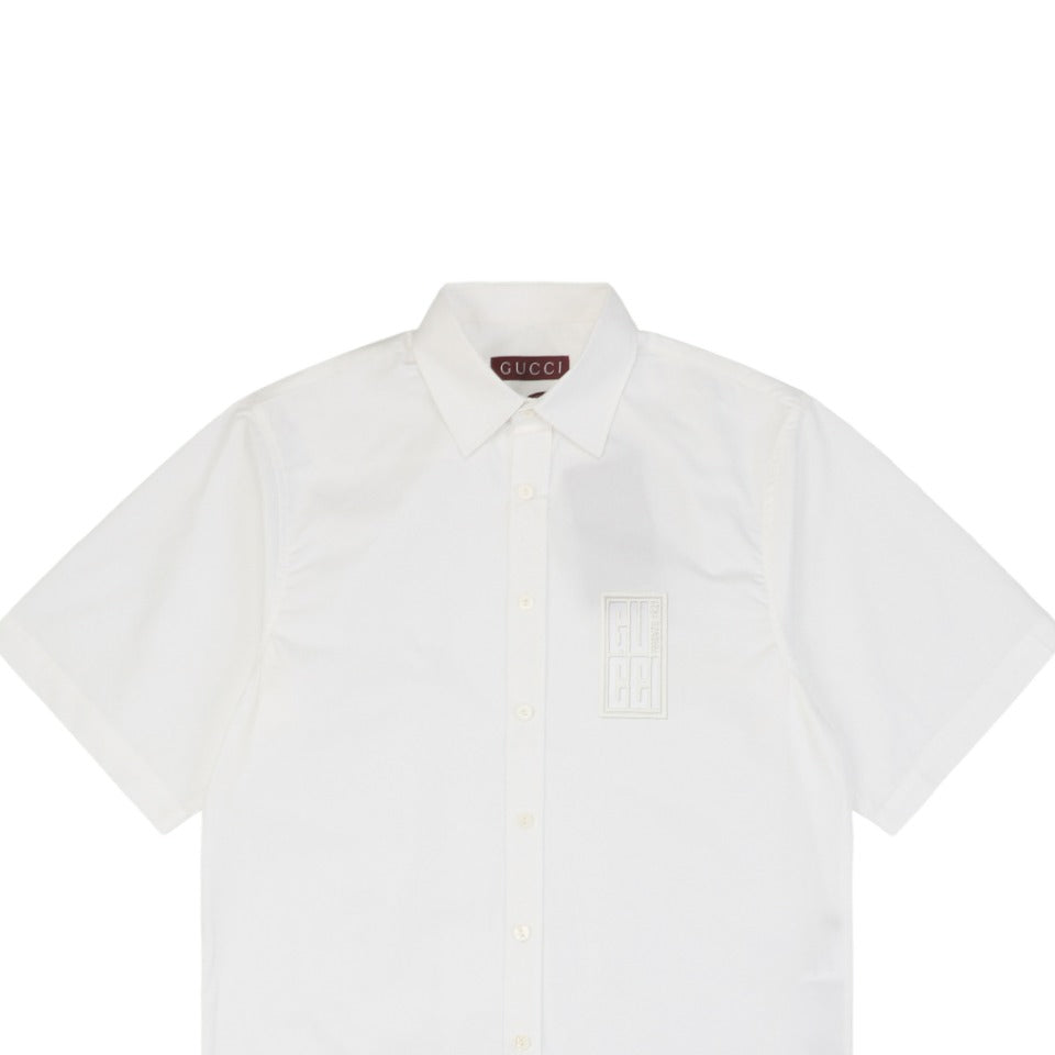 Gucci 24SS Square Frame G Letter Short Sleeve Shirt — White