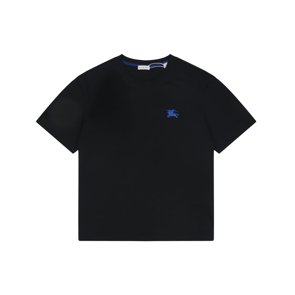 Burberry Equestrian Knight Embroidered Short Sleeve Tee — Black