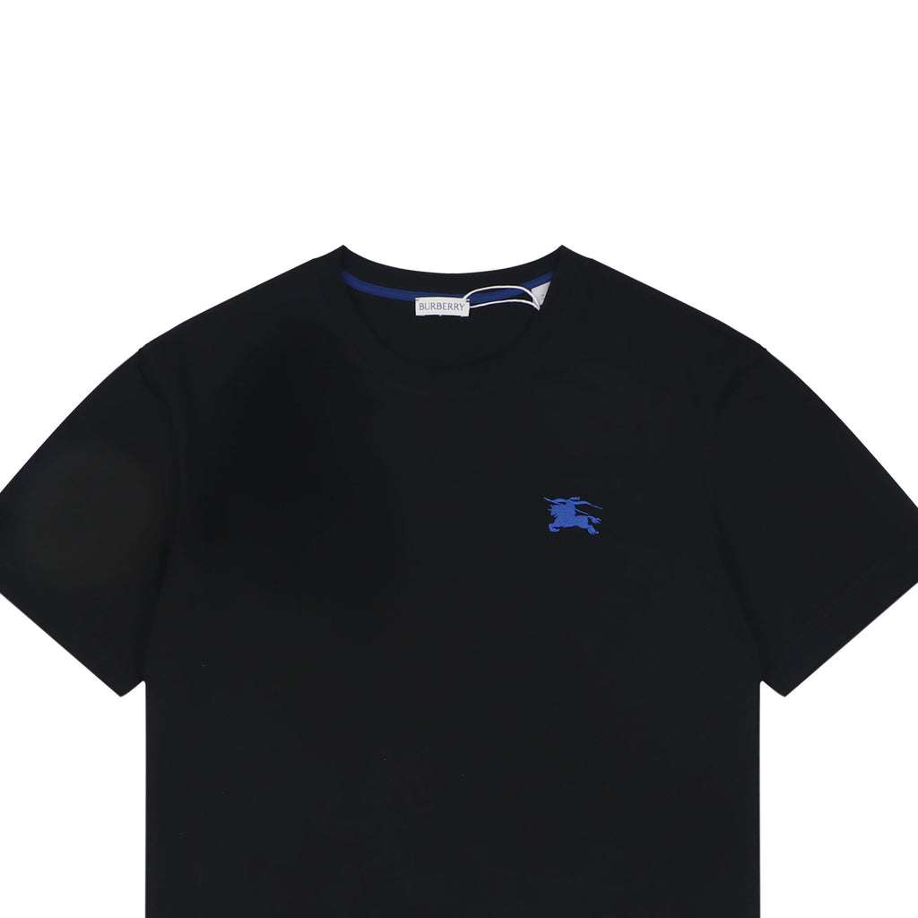 Burberry Equestrian Knight Embroidered Short Sleeve Tee — Black