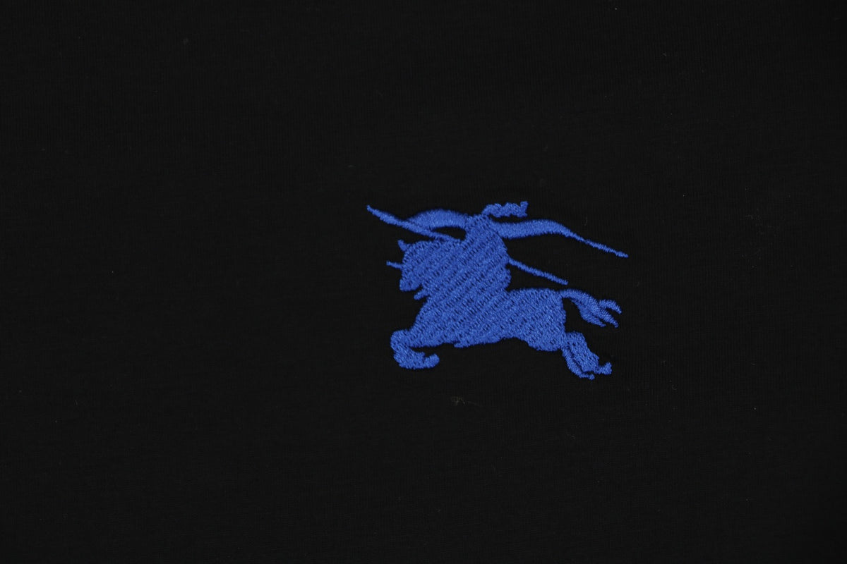 Burberry Equestrian Knight Embroidered Short Sleeve Tee — Black