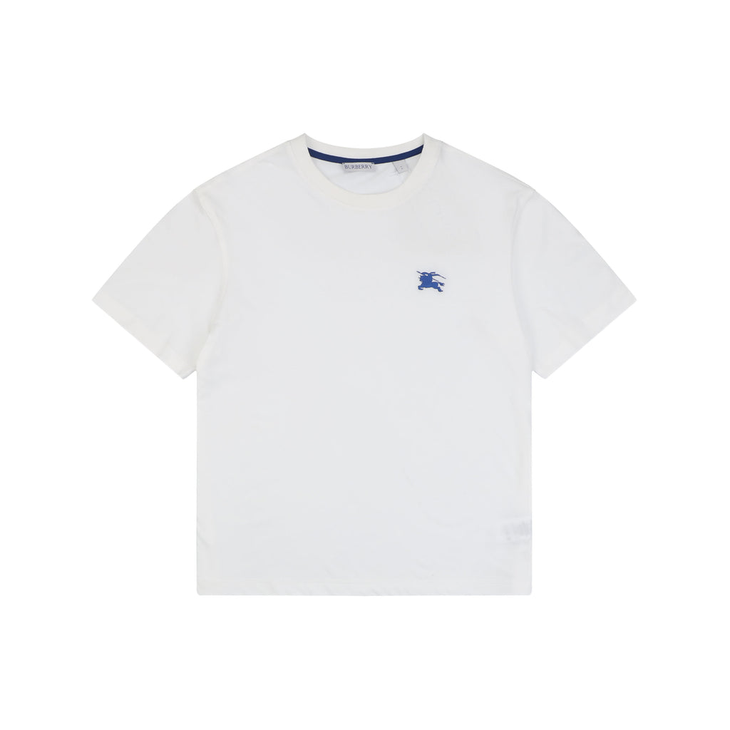Burberry Equestrian Knight Embroidered Short Sleeve Tee — White